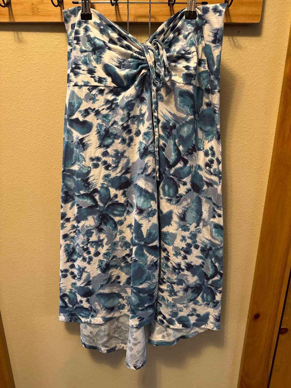 Blue Floral Strapless Women’s Dress